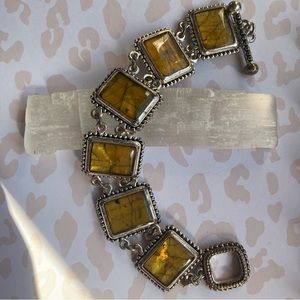 Premier Designs yellow silver tone toggle bracelet.